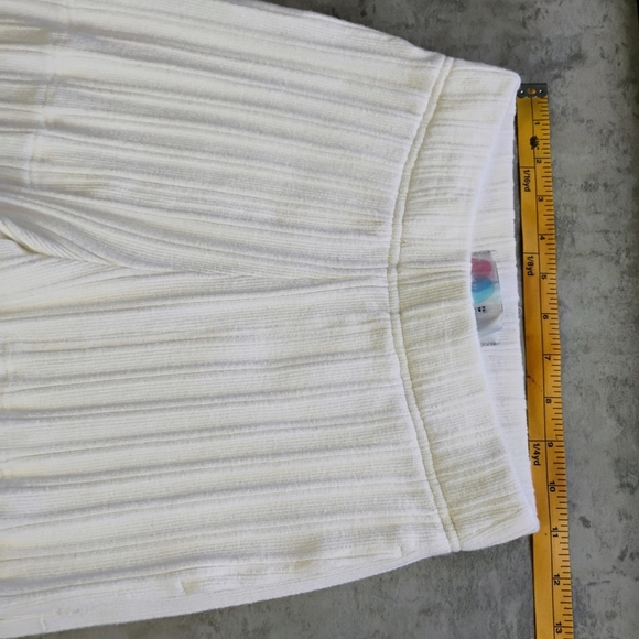 Free People Beach Cropped Ribbed Pants White Cream Comfy Pull On Size XS - Picture 11 of 12